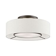 Ellsworth 3-Light Semi-Flush Mount in Brushed Nickel w with Shiny White