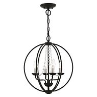 Arabella 4-Light Convertible Chandelier with Semi-Flush in Black w/Brushed Nickel Finish Candles