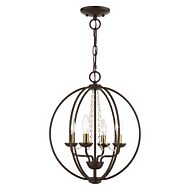 Arabella 4-Light Convertible Chandelier with Semi-Flush in Bronze w/Antique Brass Finish Candles