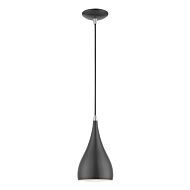 Amador 1-Light Mini Pendant in Shiny Dark Gray w with Polished Chrome