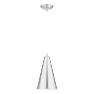 Dulce 1-Light Mini Pendant in Brushed Aluminum w with Polished Chrome