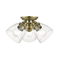 Montgomery 3-Light Semi-Flush Mount in Antique Brass