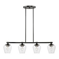 Willow 4-Light Linear Chandelier in Black Chrome