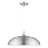 Amador 1-Light Pendant in Brushed Aluminum w with Polished Chrome