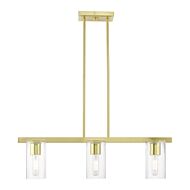 Clarion 3-Light Linear Chandelier in Satin Brass