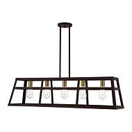 Schofield 5-Light Linear Chandelier in Bronze w with Antique Brass