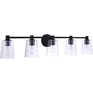 Craftmade Emilio 5 Light Bathroom Vanity Light in Flat Black