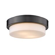 Multi Family Two Light Flush Mount in Matte Black by Golden