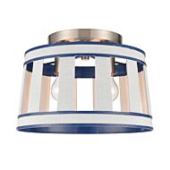 White Burlap 2-Light Semi-Flush Mount in Ocean Blue