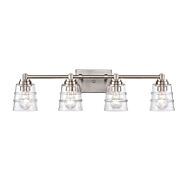 Pulsate 4-Light Bathroom Vanity Light in Satin Nickel