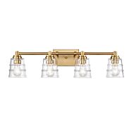 Pulsate 4-Light Bathroom Vanity Light in Satin Brass