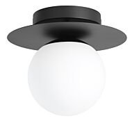 Arenales 1-Light Semi-Flush Mount in Structured Black