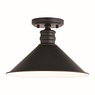 Akron 1-Light Semi-Flush Mount in Oil Rubbed Bronze and Matte White