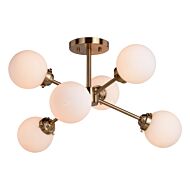 Orbit 6-Light Semi-Flush Mount in Muted Brass