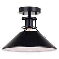 Canton 1-Light Semi-Flush Mount in Black and Matte White