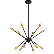 Ellis 12-Light Pendant in Matte Black and Satin Brass