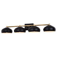 Belmont 4-Light Bathroom Vanity Light in Matte Black and Satin Brass