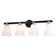 Vermont 4-Light Bathroom Vanity Light in Matte Black and Satin Nickel