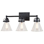 Mason 3-Light Bathroom Vanity Light in Charcoal Black