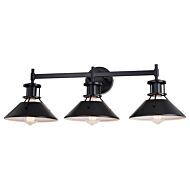 Canton 3-Light Bathroom Vanity Light in Black and Matte White