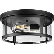 Gunther 2-Light Outdoor Flush Mount in Matte Black