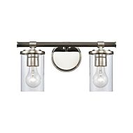 Burrow 2-Light Bathroom Vanity Light in Polished Nickel