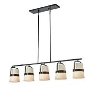 DVI Bon Echo 5-Light Linear Pendant in Ebony with Satin White Shade