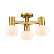 DVI Lillooet 3-Light Semi-Flush Mount in Brass