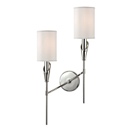 Hudson Valley Tate 2 Light 26 Inch Wall Sconce in Polished Nickel