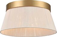 DVI Ellesmere 3-Light Flush Mount in Brass with Oat Shade