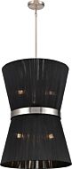 DVI Ellesmere 6-Light Foyer Pendant in Satin Nickel with Black Shade