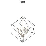 DVI Ashoona 9-Light Foyer Pendant in Buffed Nickel and Ebony