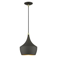 Waldorf 1-Light Pendant in Bronze with Antique Brass