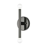 Copenhagen 2-Light Wall Sconce in Black Chrome