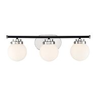 Elle 3-Light Bathroom Vanity Light in Polished Nickel