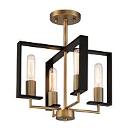 Chicago PM 4-Light Semi-Flush Mount in Old Satin Brass