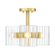 Aries 3-Light Semi-Flush Mount in Brushed Gold