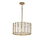 Miramar 3-Light Pendant in Capiz with Natural Aged Brass