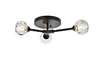 Zayne 3-Light Flush Mount in Black and Clear