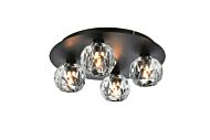 Graham 4-Light Flush Mount in Black and Clear