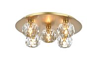 Graham 5-Light Flush Mount in Gold and Clear