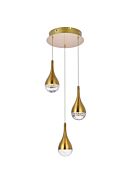 Amherst 3-Light LED Pendant in satin gold