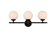 Ansley 3-Light Bathroom Vanity Light Sconce in Black and frosted white