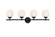 Ansley 4-Light Bathroom Vanity Light Sconce in Black and frosted white