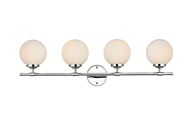 Ansley 4-Light Bathroom Vanity Light Sconce in Chrome and frosted white