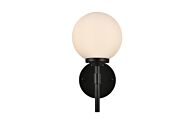 Ansley 1-Light Bathroom Vanity Light Sconce in Black and frosted white