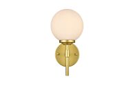 Ansley 1-Light Bathroom Vanity Light Sconce in Brass and frosted white