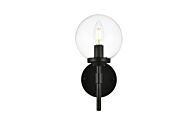 Ingrid 1-Light Bathroom Vanity Light Sconce in Black and Clear