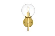 Ingrid 1-Light Bathroom Vanity Light Sconce in Brass and Clear