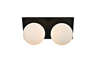 Jillian 2-Light Bathroom Vanity Light Sconce in Black and frosted white